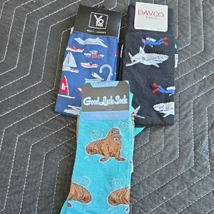 Men's Nautical and Animal Pattern Socks - Blue and Black